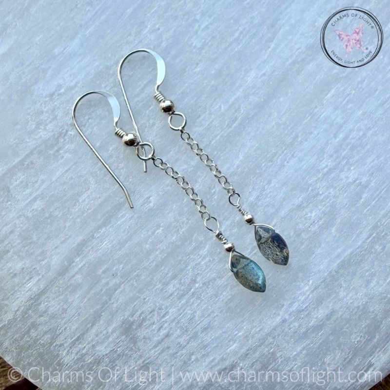 Labradorite Dangle Earrings with Sterling Silver